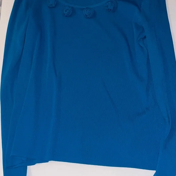Mirasol Deep Blue Rosette Long Sleeve Tee - Picture 3 of 7